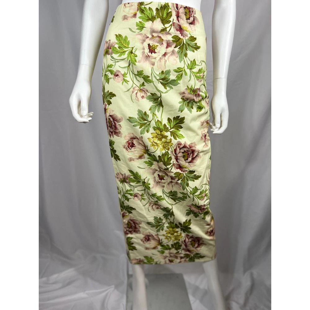 ASOS Cream Floral Print Long Pencil Skirt